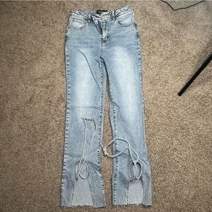 NWT Fashion Nova Blue Flare Wide Leg Jeans